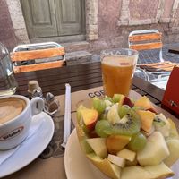 Beginning of the vegan breakfast   at Fresh Point Juice Bar in Crete