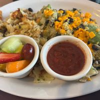 Vegan Mexican omlette scrambled with black beans at Stacks in Campbell