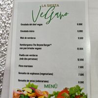 Vegan/vegetarian menu per Easter 2022 at La Siesta in Bolnuevo