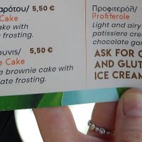 Dessert menu at B.E.D Bar in Corfu