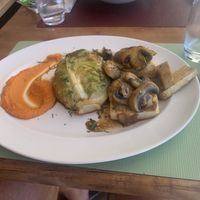 Pan fried tofu and cabbage - don’t be fooled, this was amazing   at Casa Del Mar in Albufeira