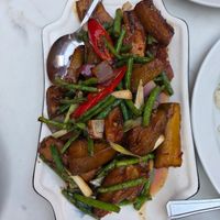 Aubergine and green beans at Tao Tao Ju in London