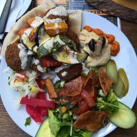 Falafel plate with veggies and salad.  at Eat Fresh in Munich