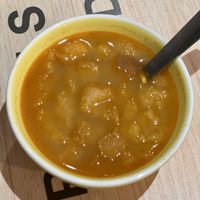 Tapa - vegan garlic soup   at El Miau De Fucar in Madrid