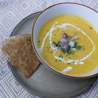 Pumpkin-coconut cream-ginger soup! at Earth Cafe - Maybe closed in Enschede