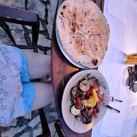 Pizza bread and grilled vegetables at Konoba Giardin in Novigrad