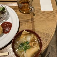 delicious soup and roasted tea   at Nezu no ya in Tokyo