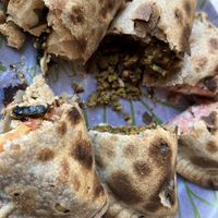 3 empanadas (tofu/tomato/basil, soy meat, and ham/cheese): all kinda meh  at Coma Veggie in Buenos Aires