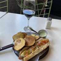 Pancho with sweet potato fries 🍟   at Coma Veggie in Buenos Aires