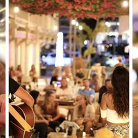 Festive champagne  at L'Arawak Cafe in Gustavia