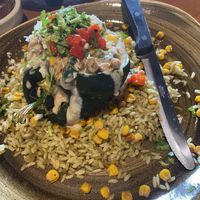 Stuffed poblano with impossible meat  at Cantina Laredo in Branson