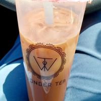 Chocolate milk tea with boba. They have vegan chocolate syrup 😋 at Wonder Tea in Fort Collins