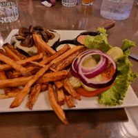 Mushroom & Dwiss cheese bean burger at 1188 Brewing Company in John Day