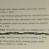 Vegan menu  at Earls Kitchen + Bar in Toronto