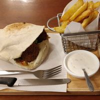 Falafel pitta. Comes with fries. at Shoshana in Bangkok