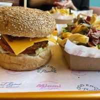 Burger and loaded fries   at The Sunny Burger Co. in Amsterdam