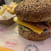 BBQ burger with fries  at The Sunny Burger Co. in Amsterdam