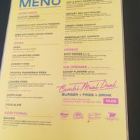menu at The Sunny Burger Co. in Amsterdam