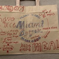 Our bag lovingly decorated by Lucie ❤️  at The Sunny Burger Co. in Amsterdam