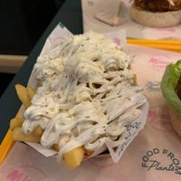 Loaded fries with truffle and "parmesan”  at The Sunny Burger Co. in Amsterdam