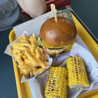 Burger menu and corn cob   at The Sunny Burger Co. in Amsterdam