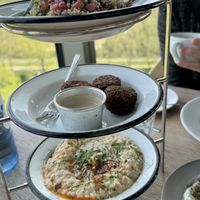 Couscous with lentils, falafel and babaganoush   at NENI in Berlin