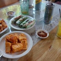 Ginger tofu, fried taro and spring rolls at Tu Sen in Da Lat