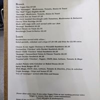 Vegan menu March 2023 at Cole's Kitchen in Beverley