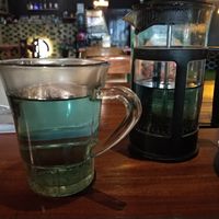 Butterfly pea flower tea at Black Forest Cafe in Yogyakarta
