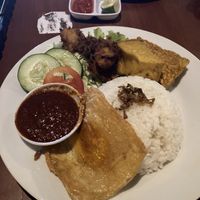 Kalasan rice set (with an extra of faux fried egg)  at Black Forest Cafe in Yogyakarta