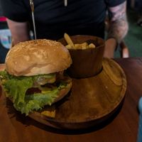 Premium beef burger at Black Forest Cafe in Yogyakarta