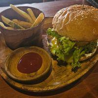 Classic Burger with truffle fries at Black Forest Cafe in Yogyakarta