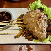Mushroom satay  at Black Forest Cafe in Yogyakarta