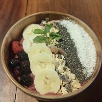 Mixed berry smoothie bowl at Black Forest Cafe in Yogyakarta