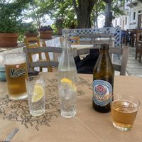 Local beer and terrace   at Mpakalógatos in Naxos