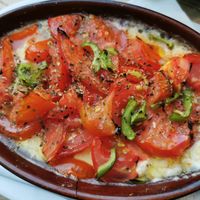 Vegan baked feta dish at Mpakalógatos in Naxos