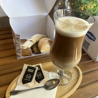 They don’t have plant based milks for coffee. This one is from Caffè Bárbaro (latte with coconut milk - also have almond milk), one block away from Dona Bakery, perfect combo  at Dona Bakery and Sweets in Batumi