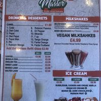 Drinks menu  at Veggiemaster  in Nottingham