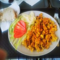 Vegan omelette at Csillag Büfé a Rómain in Budapest