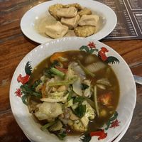 Tofu and tempeh fried with soup   at Warung Kampung in Kuta