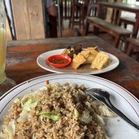 Fried rice, fried tofu, tempeh & eggplant.   at Warung Kampung in Kuta