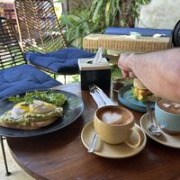 Smashed avocado with the option to change eggs to tofu  at Three Steps Coffee in Pecatu