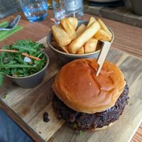 Vegan bean burger with chunky chips at The Summer House in Sheffield