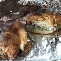 breakfast sandwich w vegan cheese  at Collegetown Bagels in Ithaca