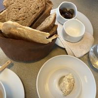 Bread olives and garlic butter   at Fermento in Sagres