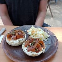 Carrot Lox bagel at Alma Mia Deli in Puerto Escondido
