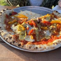 Artie Pepper vegetarian pizza  at Salt Point Brewing Co in Lansing