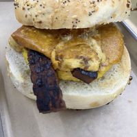 Classic Bodega Breakfast Sandwich on an everything bagel   at The Green Beautiful  in Manchester