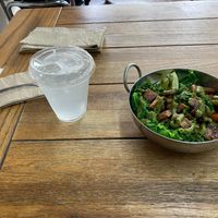 Lemonade and seitan steak at The Green Beautiful  in Manchester