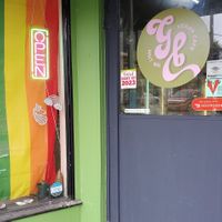 Door with new Excellence Happy Cow Sticker👏🏻👏🏻👏🏻 at The Green Beautiful  in Manchester